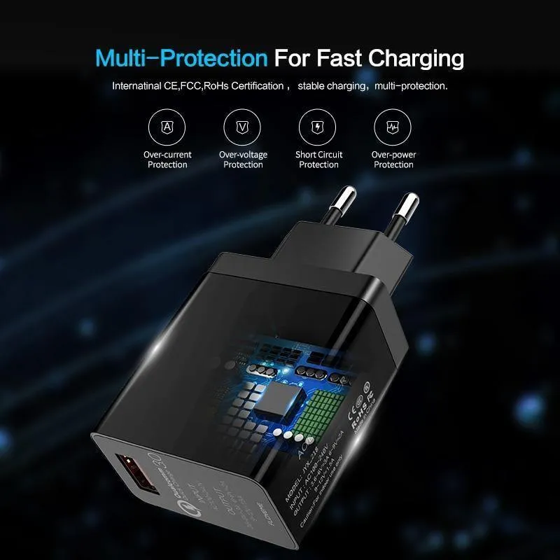 FLOVEME 18W Quick Charge 3.0 USB-Ladegerät und QC 2.0-Wandladegerät für Telefone für iPhone Samsung S8 S9 Xiaomi mi 8 Schnellladegerät für Telefon