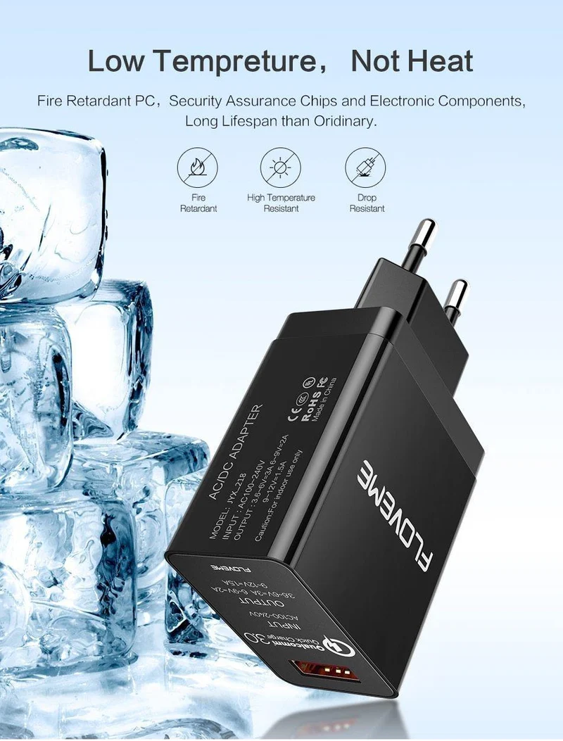 FLOVEME 18W Quick Charge 3.0 USB-Ladegerät und QC 2.0-Wandladegerät für Telefone für iPhone Samsung S8 S9 Xiaomi mi 8 Schnellladegerät für Telefon