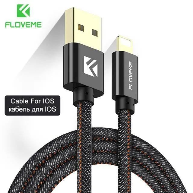 FLOVEME USB-Kabel für iPhone 5 5S 6 Cowboy Jean Micro USB Typ C Kabel für Samsung S9 Hinweis 8 für Xiaomi 2A 1M Telefonladegerät Cabo