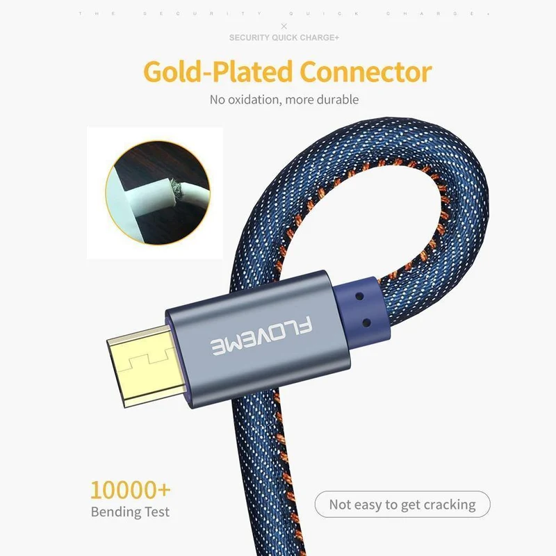 FLOVEME USB-Kabel für iPhone 5 5S 6 Cowboy Jean Micro USB Typ C Kabel für Samsung S9 Hinweis 8 für Xiaomi 2A 1M Telefonladegerät Cabo