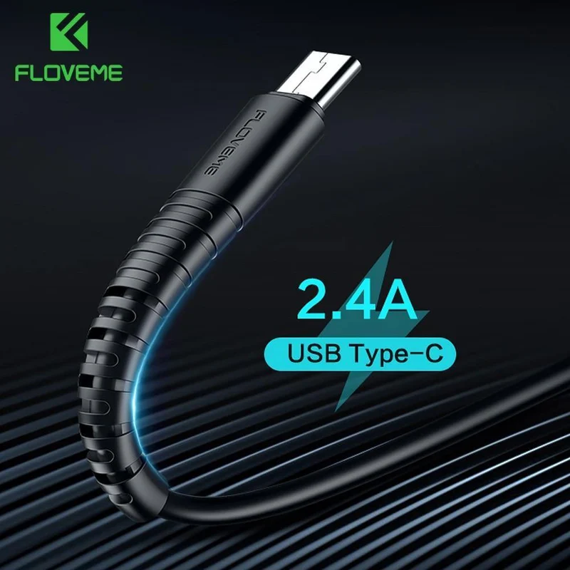 FLOVEME USB Typ C 0.3 m/1 m Hi-Tensile USB-C Kabel für Samsung S9 Hinweis 9 S8 2.4A Datenkabel Telefonladegerät für Xiaomi A2 One Plus 6