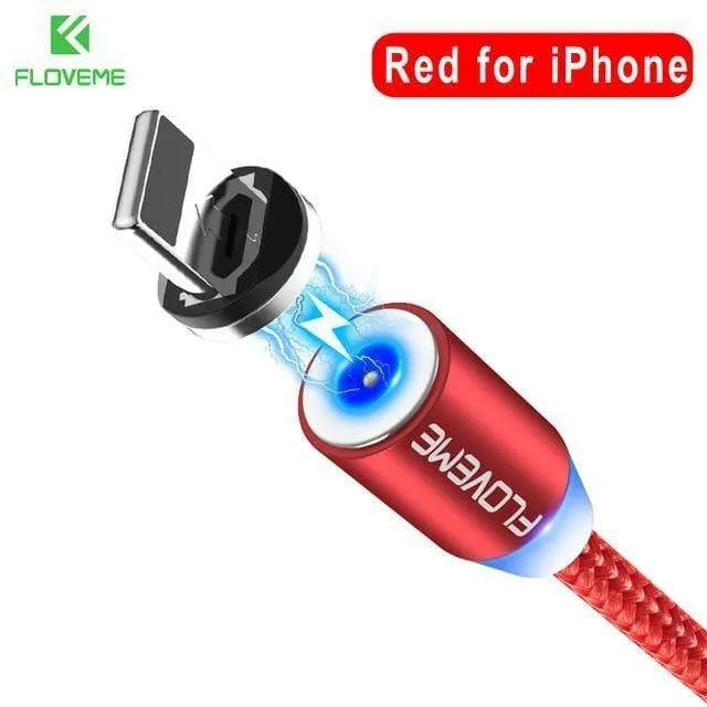 FLOVEME 1M/2M LED-Magnetkabel, Micro-USB-Kabel Typ C Magnet-Ladegerät 2A geflochtenes Telefonkabel für iPhone Xr Xs X Samsung USB C