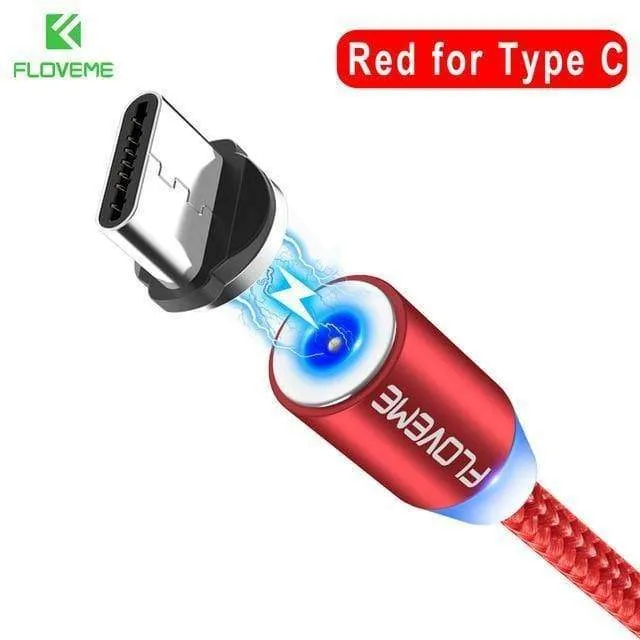 FLOVEME 1M/2M LED-Magnetkabel, Micro-USB-Kabel Typ C Magnet-Ladegerät 2A geflochtenes Telefonkabel für iPhone Xr Xs X Samsung USB C