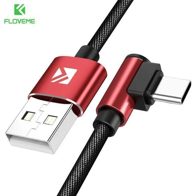 FLOVEME USB Typ C Kabel Für Samsung Xiaomi Mi A2 Pocophone f1 90 Grad Daten Lade Typ-C Ladegerät Mobile telefon Kabel USB-C