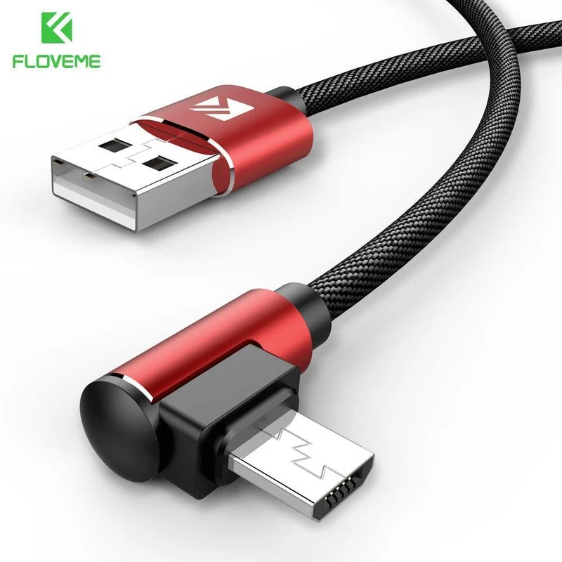 FLOVEME Micro-USB-Kabel für Xiaomi Redmi 4X Note4, 2.4A, Schnellladung, 1M, L-förmiges Handy-Ladekabel für Samsung S7 Huawei