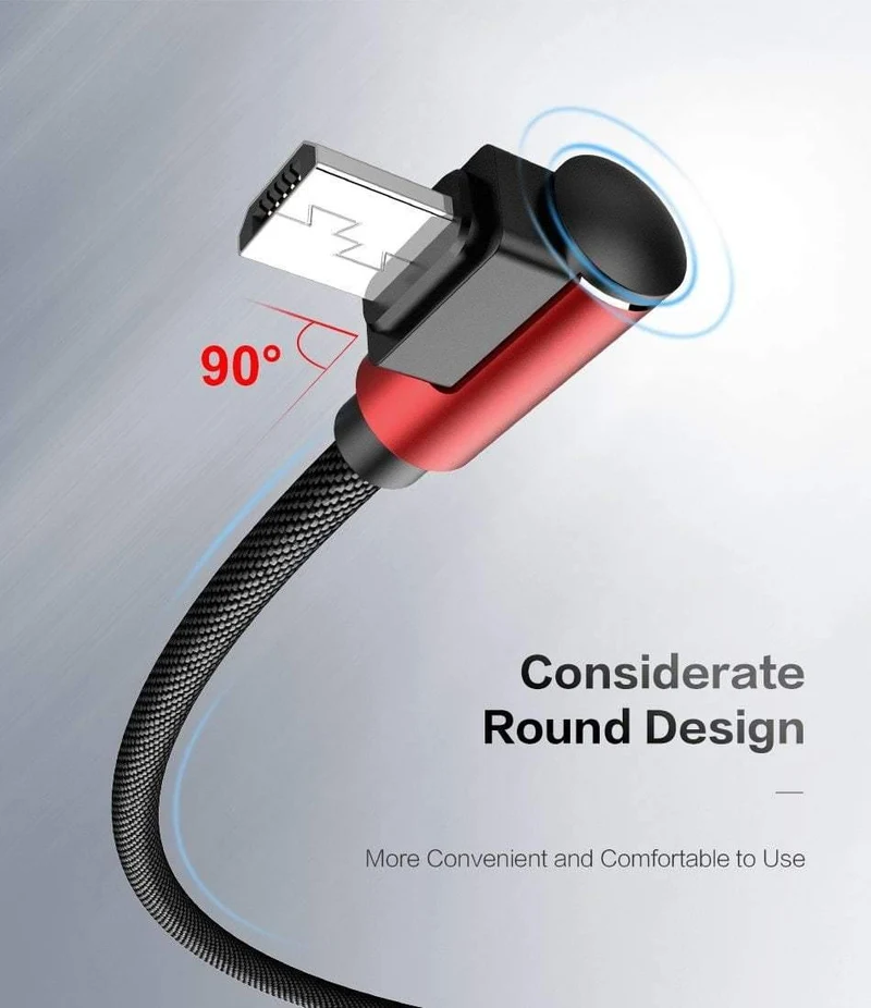 FLOVEME Micro-USB-Kabel für Xiaomi Redmi 4X Note4, 2.4A, Schnellladung, 1M, L-förmiges Handy-Ladekabel für Samsung S7 Huawei