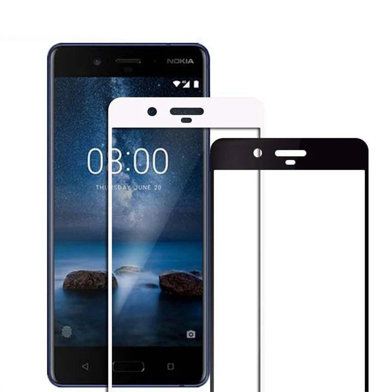 2.5D Härte gehärtetes Glas Film Displayschutzfolie gehärtetes Glas Displayschutzfolie für Nokia 8, vollständige Abdeckung (schwarz)