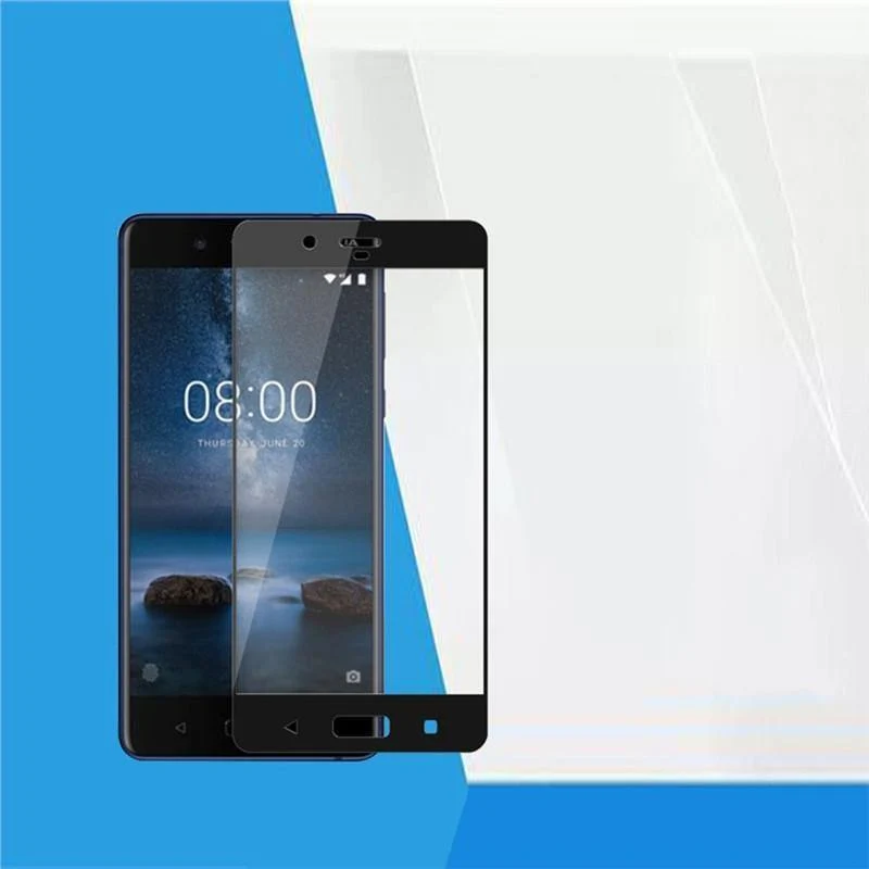 2.5D Härte gehärtetes Glas Film Displayschutzfolie gehärtetes Glas Displayschutzfolie für Nokia 8, vollständige Abdeckung (schwarz)