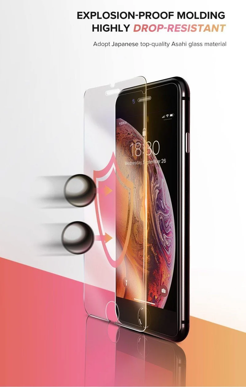 Ugreen Displayschutzfolie aus gehärtetem Glas für iPhone 7, 8 x 6, 6 s, 6 Plus, 7 Plus, 8 Plus, HD-Schutzfolie für iPhone Xs 7, Telefonglas