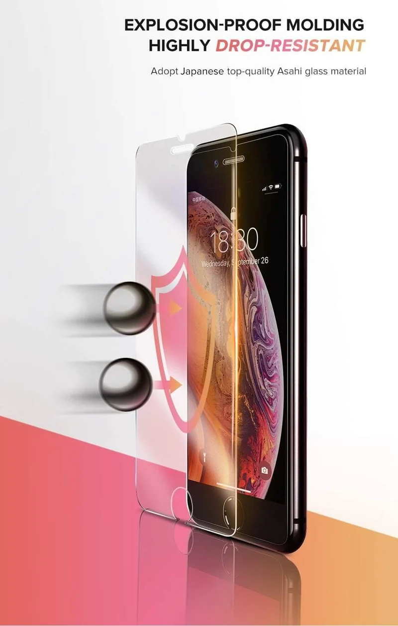 Ugreen Displayschutzfolie für iPhone Xs X 8 7 6, gehärtetes Glas auf iPhone 7 6, 0.33 mm Schutzglas für iPhone X Displayschutzfolie