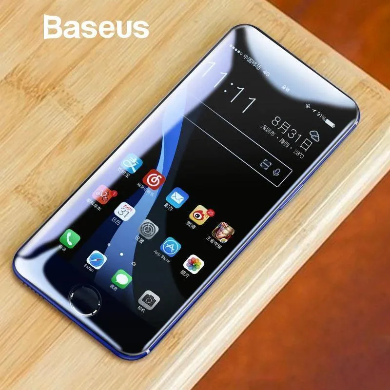 Baseus gehärtetes Glas für iPhone 7 7 Plus 8 8 Plus X Displayschutzfolie 0.23mm Dünne 3D Vollbild-Schutzfolie für iPhone X Glas