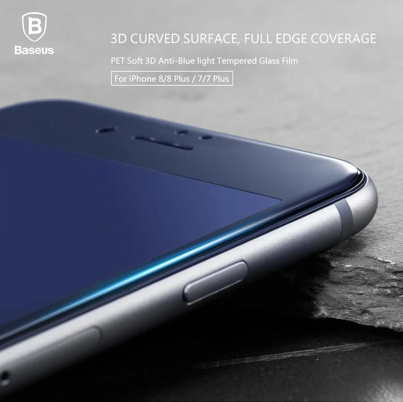Baseus gehärtetes Glas für iPhone 7 7 Plus 8 8 Plus X Displayschutzfolie 0.23mm Dünne 3D Vollbild-Schutzfolie für iPhone X Glas