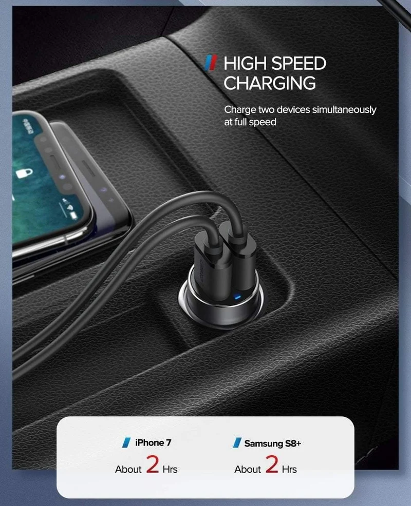 Ugreen USB Auto Ladegerät für Xiaomi Mini Dual Auto-Ladegerät 3.6 EINE Universal Schnelle Handy Ladegerät für iPhone X 8 7 6S Auto Ladegerät