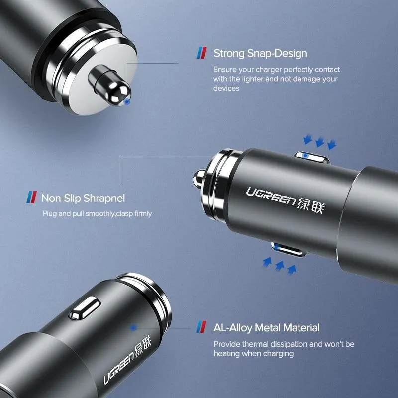 Ugreen USB Auto Ladegerät für Xiaomi Mini Dual Auto-Ladegerät 3.6 EINE Universal Schnelle Handy Ladegerät für iPhone X 8 7 6S Auto Ladegerät