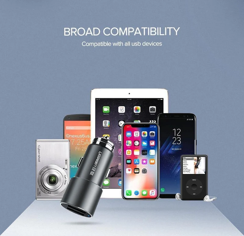 Ugreen USB Auto Ladegerät für Xiaomi Mini Dual Auto-Ladegerät 3.6 EINE Universal Schnelle Handy Ladegerät für iPhone X 8 7 6S Auto Ladegerät