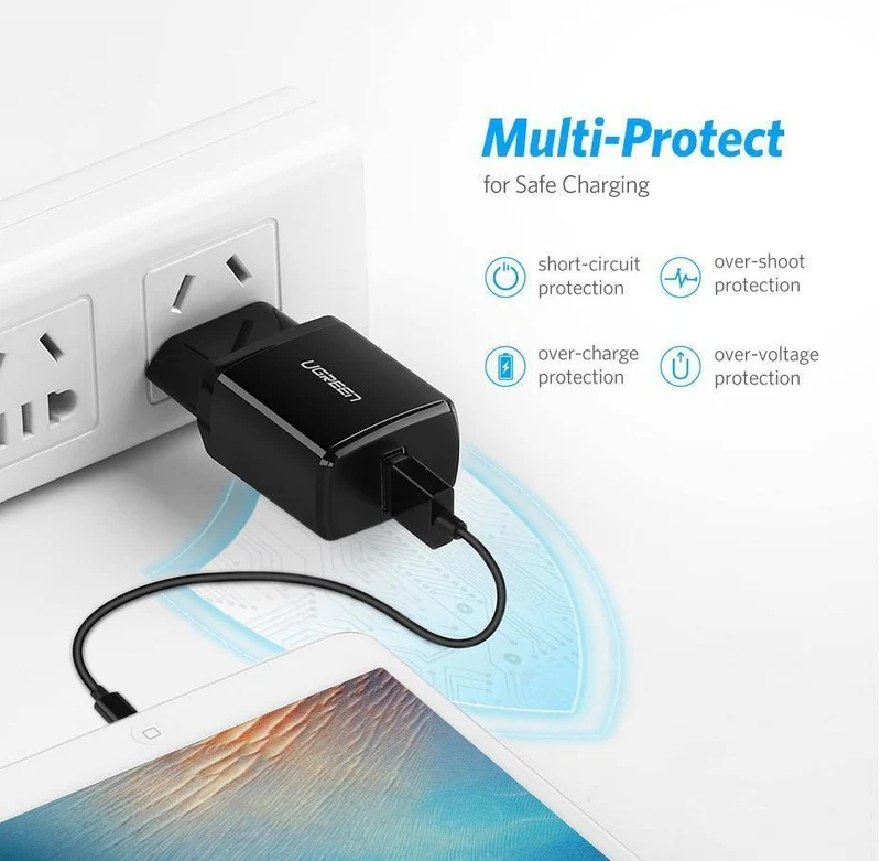 Ugreen 5V 2.1A USB-Ladegerät für iPhone X 8 7 iPad Schnellladegerät EU-Adapter für Samsung S9 Xiaomi Mi 8 Handy-Ladegerät
