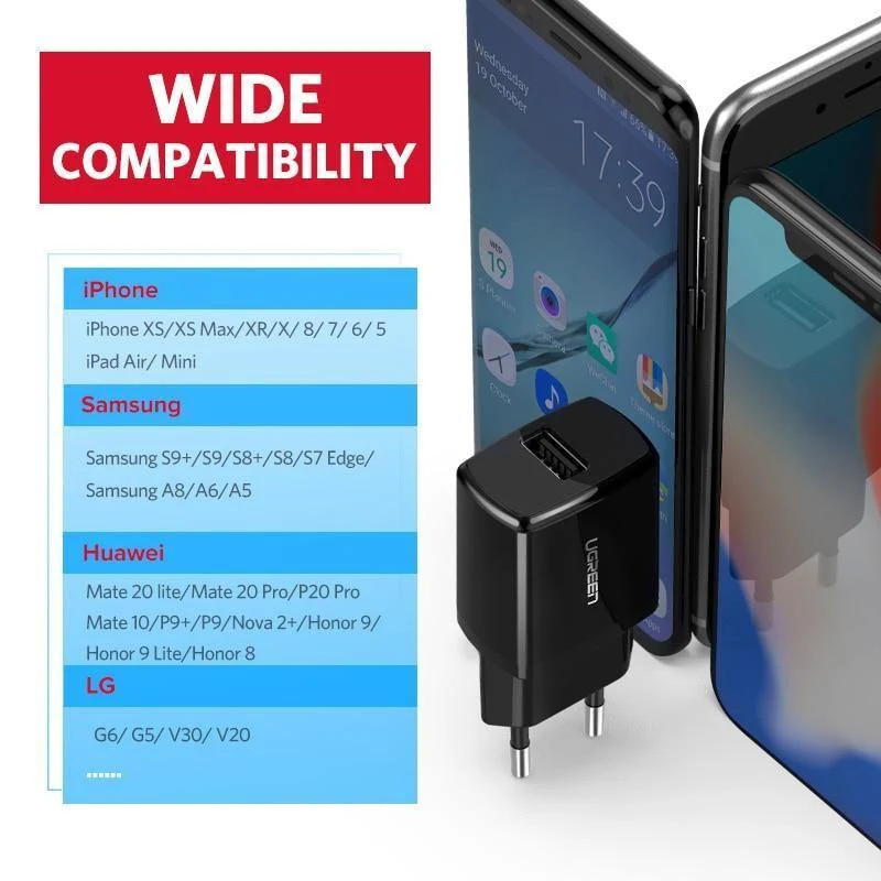 Ugreen 5V 2.1A USB-Ladegerät für iPhone X 8 7 iPad Schnellladegerät EU-Adapter für Samsung S9 Xiaomi Mi 8 Handy-Ladegerät