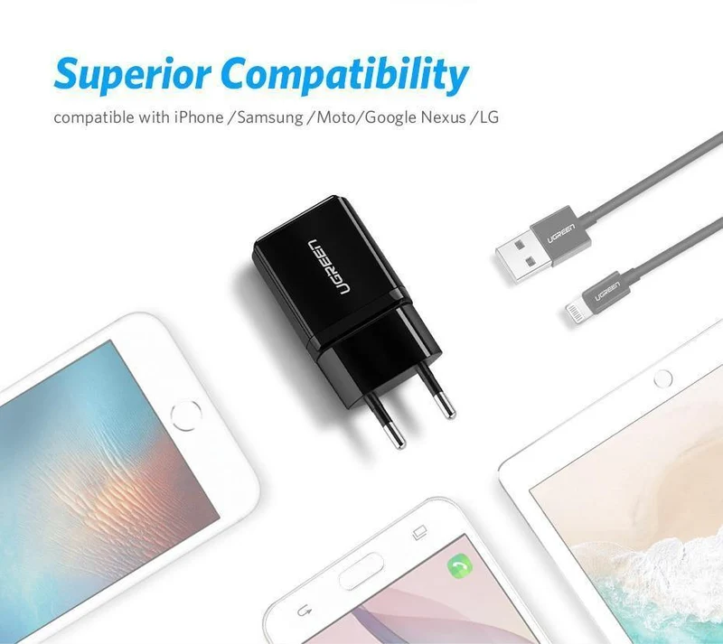 Ugreen 5V 2.1A USB-Ladegerät für iPhone X 8 7 iPad Schnellladegerät EU-Adapter für Samsung S9 Xiaomi Mi 8 Handy-Ladegerät