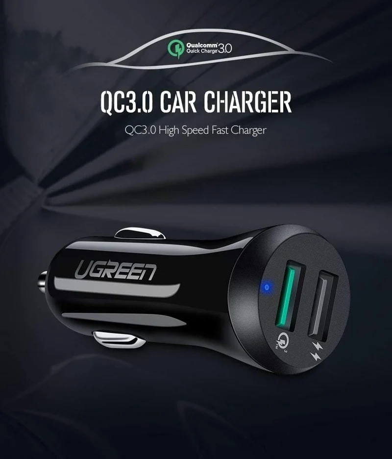 Ugreen Auto USB Ladegerät Quick Charge 3.0 Handy Ladegerät Dual USB Fast QC 3.0 Auto Ladegerät für Samsung Xiaomi Tablet Ladegerät