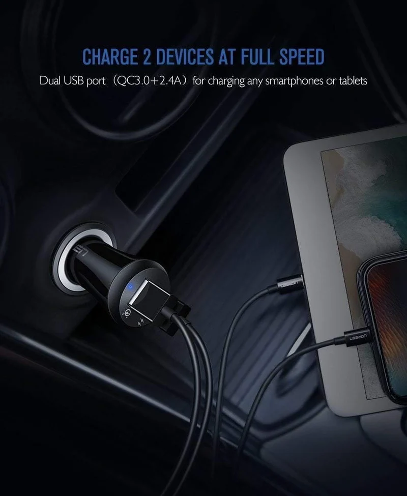 Ugreen Auto USB Ladegerät Quick Charge 3.0 Handy Ladegerät Dual USB Fast QC 3.0 Auto Ladegerät für Samsung Xiaomi Tablet Ladegerät