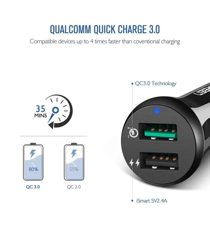 Ugreen Auto USB Ladegerät Quick Charge 3.0 Handy Ladegerät Dual USB Fast QC 3.0 Auto Ladegerät für Samsung Xiaomi Tablet Ladegerät