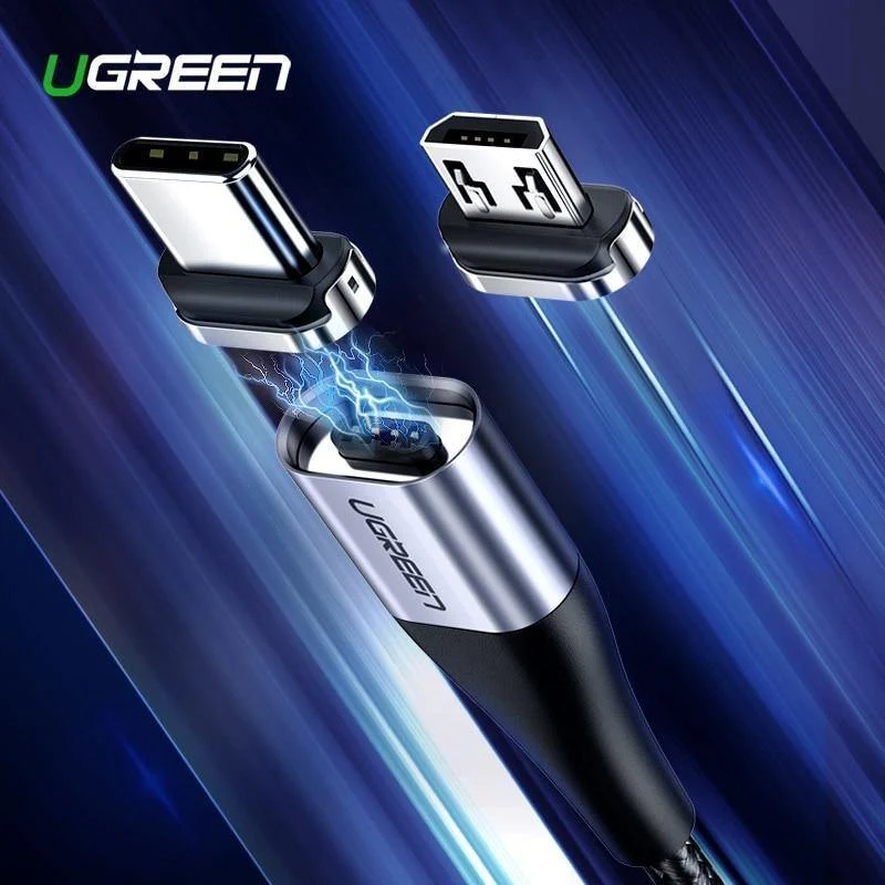 Ugreen Magnetic USB-Kabel Schnellladung USB-Typ C-Kabel Magnet Ladegerät Datenladung Micro-USB-Kabel Handykabel USB-Kabel