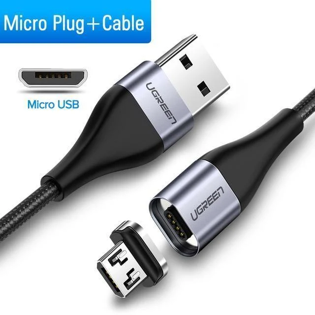 Ugreen Magnetic USB-Kabel Schnellladung USB-Typ C-Kabel Magnet Ladegerät Datenladung Micro-USB-Kabel Handykabel USB-Kabel