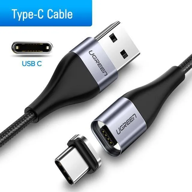 Ugreen Magnetic USB-Kabel Schnellladung USB-Typ C-Kabel Magnet Ladegerät Datenladung Micro-USB-Kabel Handykabel USB-Kabel