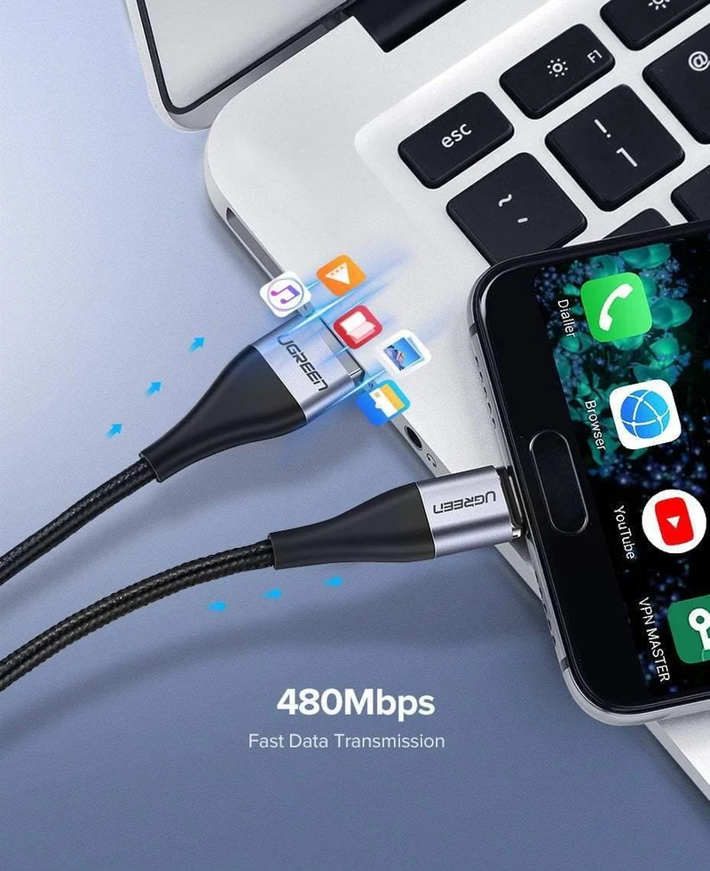 Ugreen Magnetic USB-Kabel Schnellladung USB-Typ C-Kabel Magnet Ladegerät Datenladung Micro-USB-Kabel Handykabel USB-Kabel