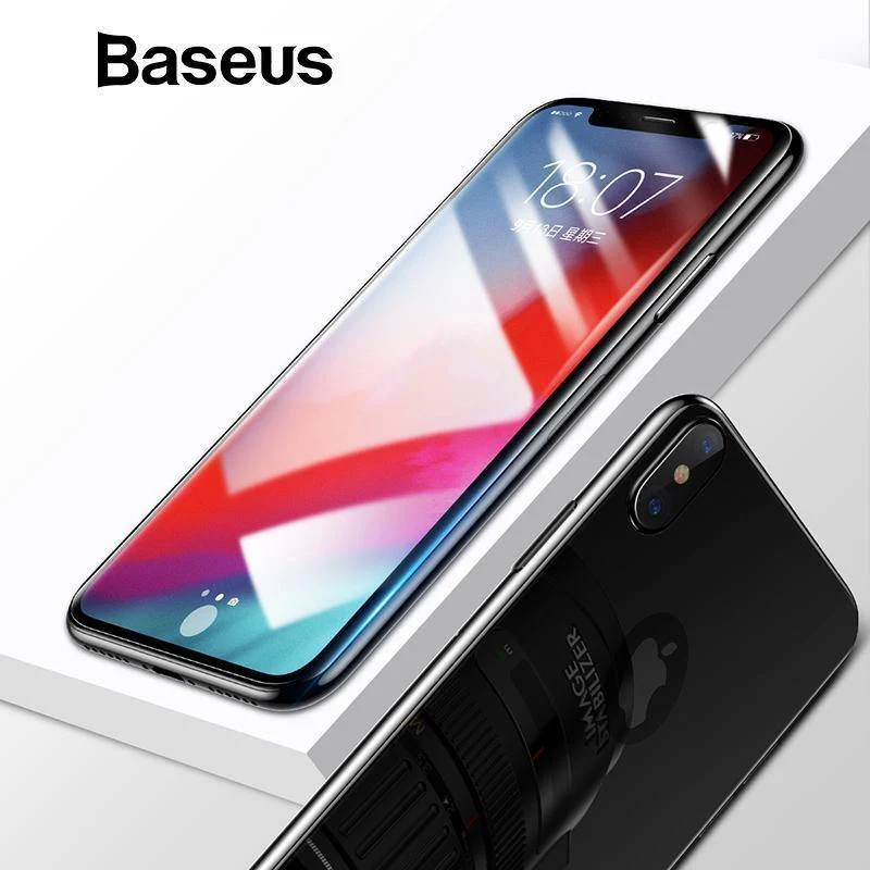Baseus Displayschutzfolie vorne + gehärtetes Glas hinten für iPhone Xs Xs Max XR 2018 Schutzglas 9H dünnes Vollabdeckungsglas