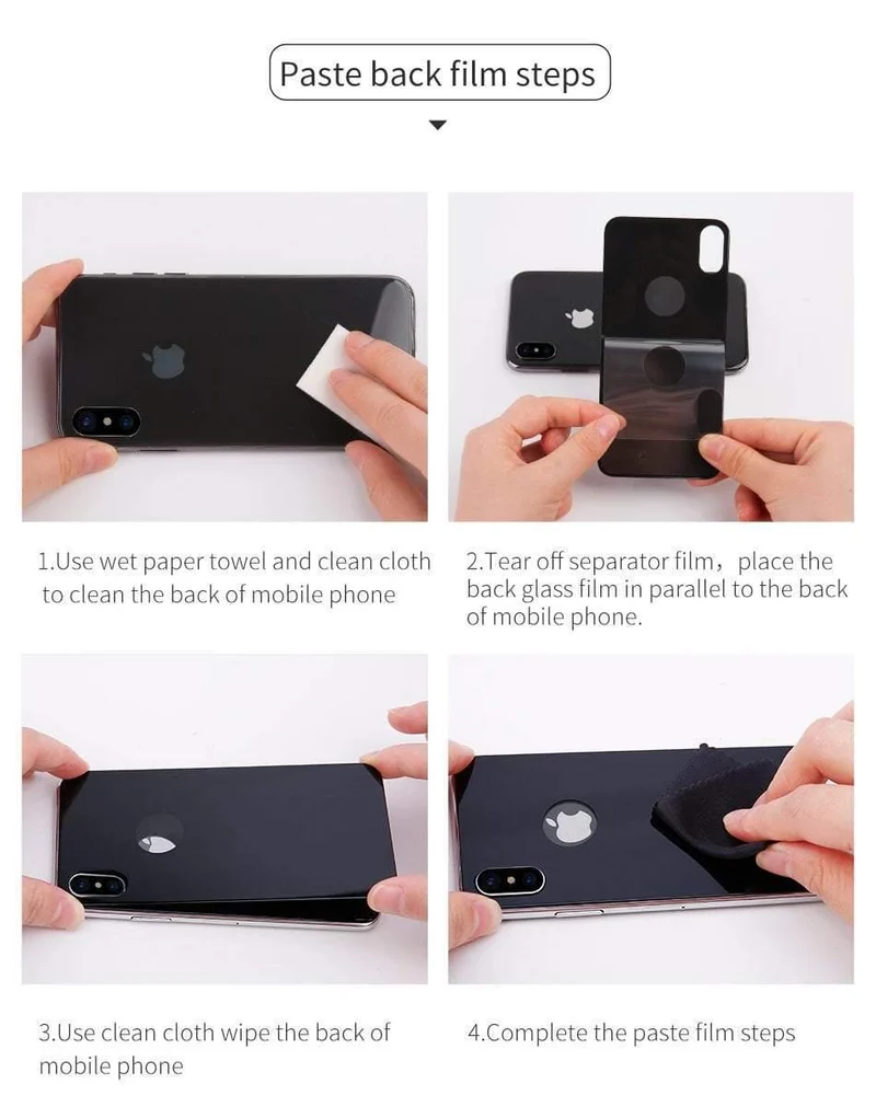 Baseus Displayschutzfolie vorne + gehärtetes Glas hinten für iPhone Xs Xs Max XR 2018 Schutzglas 9H dünnes Vollabdeckungsglas