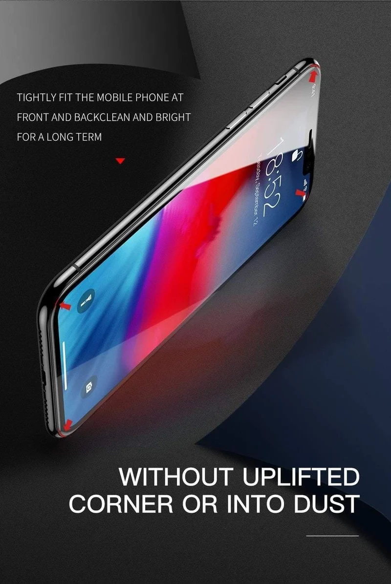 Baseus Displayschutzfolie vorne + gehärtetes Glas hinten für iPhone Xs Xs Max XR 2018 Schutzglas 9H dünnes Vollabdeckungsglas