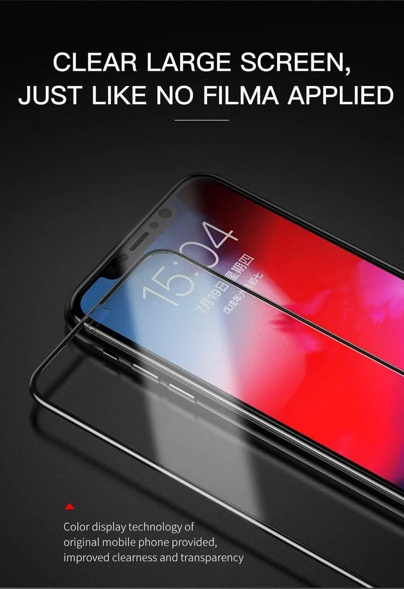 Baseus Displayschutzfolie vorne + gehärtetes Glas hinten für iPhone Xs Xs Max XR 2018 Schutzglas 9H dünnes Vollabdeckungsglas