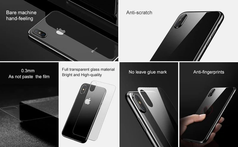 Baseus 0.3 mm gehärtetes Glas für die Rückseite des iPhone Xs, ultradünnes transparentes Schutzglas für die Rückseite des iPhone Xs Max 2018, Filmabdeckung