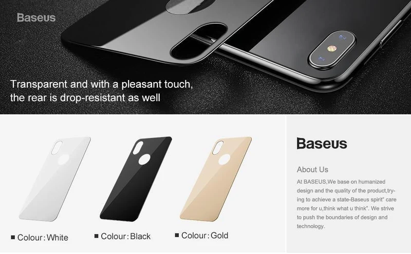 Baseus 0.3 mm Schutzglas für iPhone Xs Xs Max XR Rückfolie gehärtetes Glas ultradünn 9H kratzfeste Rückglasfolie