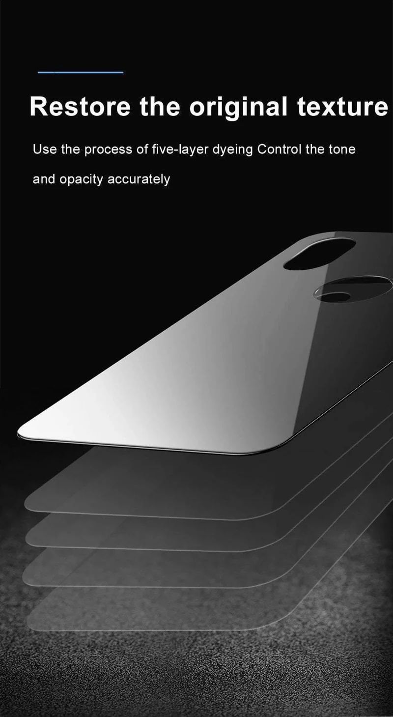 Baseus 0.3 mm Schutzglas für iPhone Xs Xs Max XR Rückfolie gehärtetes Glas ultradünn 9H kratzfeste Rückglasfolie