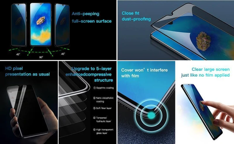 Baseus Displayschutzfolie für Huawei Mate 20 Pro Glas 0.3 mm dünnes 3D-Oberflächenschutzglas für Huawei Mate 20 gehärtetes Glas