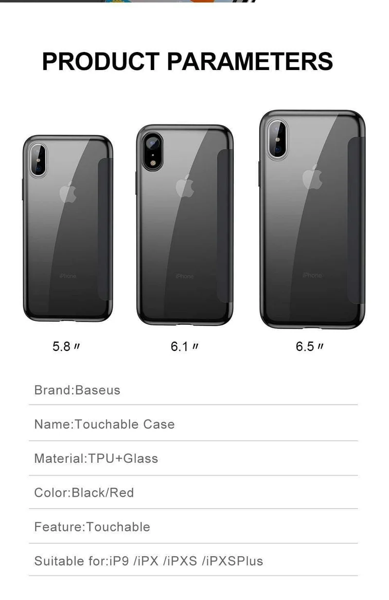 Baseus Luxus-Flip-Hülle aus gehärtetem Glas für iPhone Xs Xs Max 2018 Schicke, vollständige Abdeckung, schützende Telefonhülle für iPhone Xs XR Cover