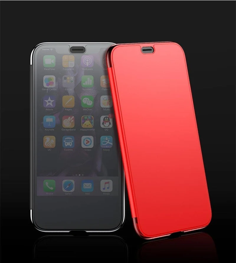 Baseus Luxus-Flip-Hülle aus gehärtetem Glas für iPhone Xs Xs Max 2018 Schicke, vollständige Abdeckung, schützende Telefonhülle für iPhone Xs XR Cover