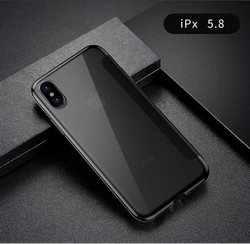 Baseus Luxus-Flip-Hülle aus gehärtetem Glas für iPhone Xs Xs Max 2018 Schicke, vollständige Abdeckung, schützende Telefonhülle für iPhone Xs XR Cover