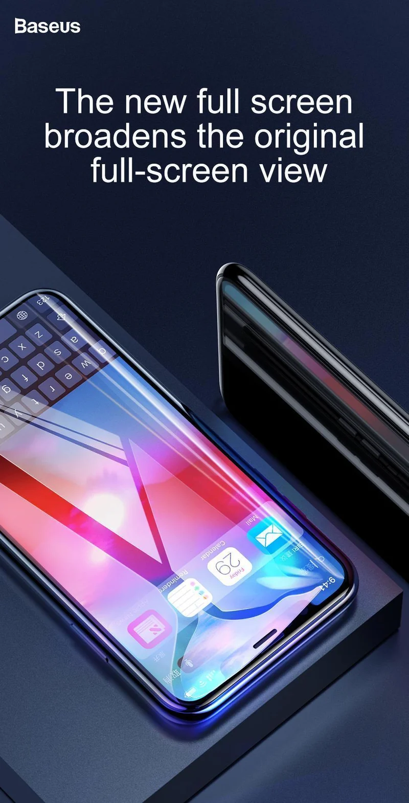 Baseus 0.3mm Displayschutz gehärtetes Glas für iPhone Xs Max Xr S Soft Edge 3D Full Cover Schutzglas für iPhone Xsmax
