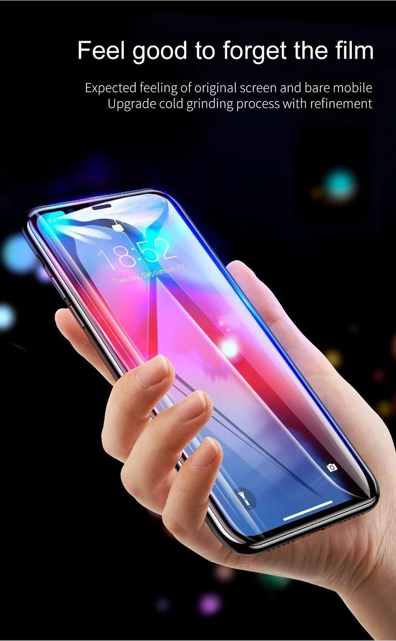 Baseus 0.3mm Displayschutz gehärtetes Glas für iPhone Xs Max Xr S Soft Edge 3D Full Cover Schutzglas für iPhone Xsmax