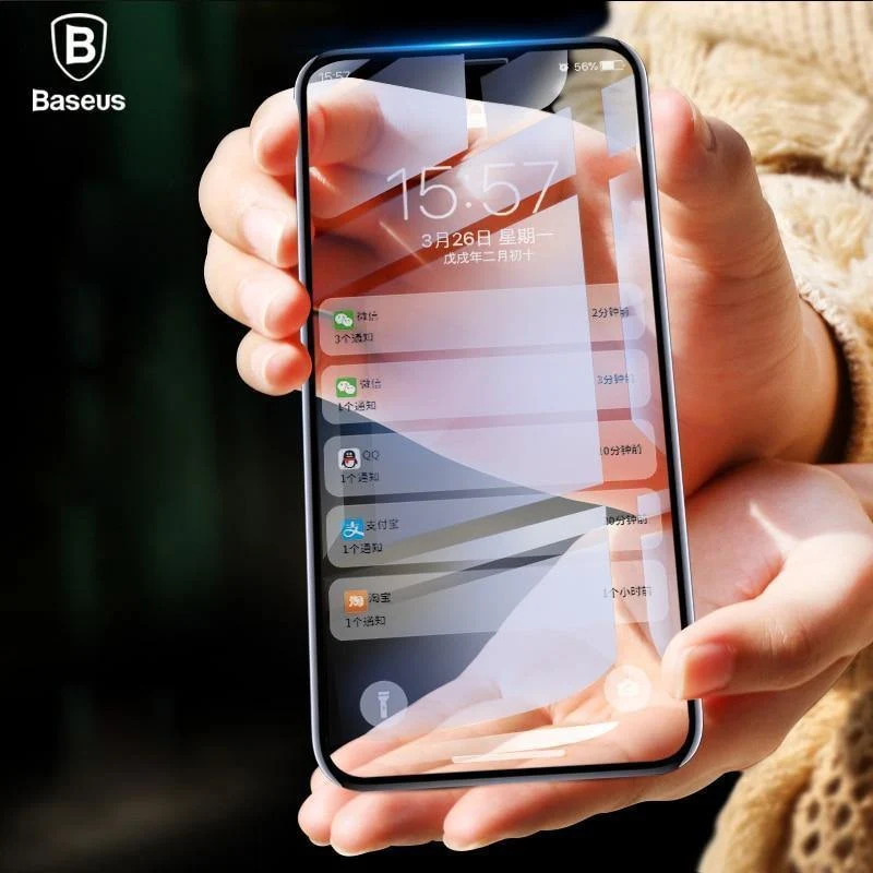 Baseus für iPhone X Displayschutz 0.2 mm 9H gehärtetes Glas für iPhone X 10 ultradünnes 6D-Frontschutzglas mit vollständiger Abdeckung