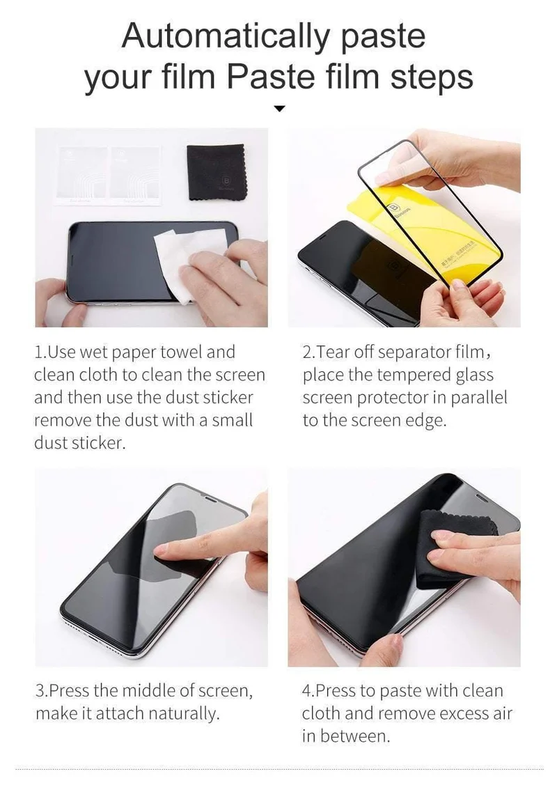 Baseus für iPhone X Displayschutz 0.2 mm 9H gehärtetes Glas für iPhone X 10 ultradünnes 6D-Frontschutzglas mit vollständiger Abdeckung