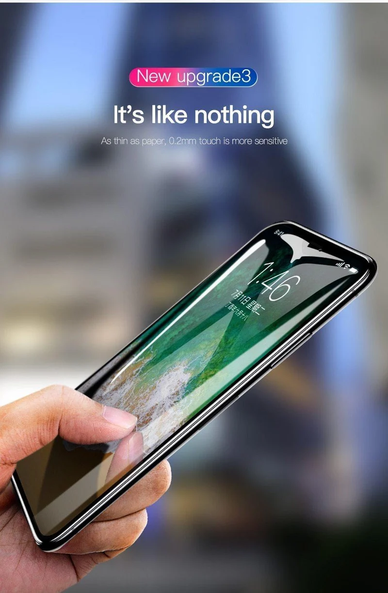 Baseus für iPhone X Displayschutz 0.2 mm 9H gehärtetes Glas für iPhone X 10 ultradünnes 6D-Frontschutzglas mit vollständiger Abdeckung