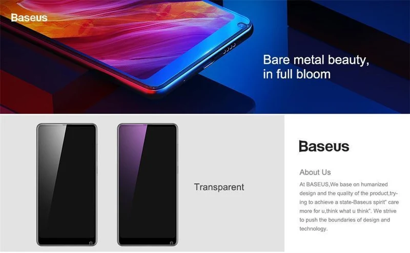 Baseus 0.2 mm 9H vollständige Abdeckung gehärtetes Glas für Xiaomi Mix 2S ultradünnes Displayschutzglas Frontschutzglasfolie