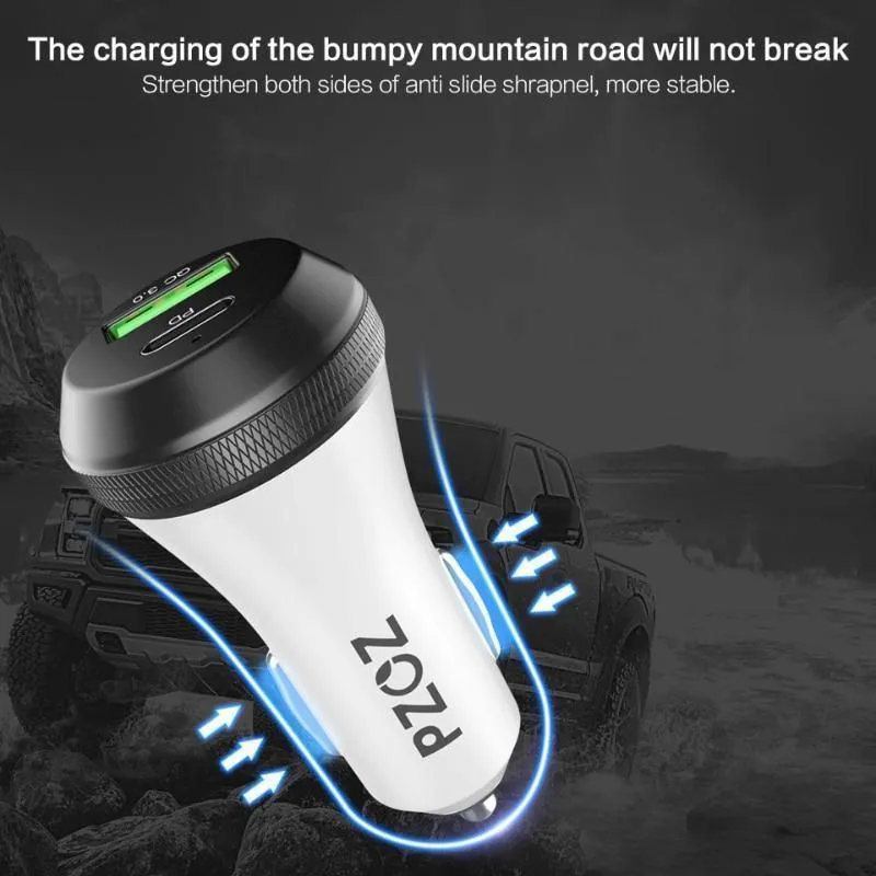 PZOZ PD Autoladegerät 18 W 36 W Dual USB-Ladetelefonadapter Auto Quick Charge 3.0 für iPhone X 8 Plus Samsung Xiaomi Autoladegerät