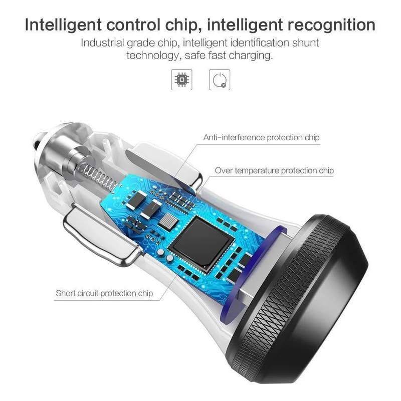PZOZ PD Autoladegerät 18 W 36 W Dual USB-Ladetelefonadapter Auto Quick Charge 3.0 für iPhone X 8 Plus Samsung Xiaomi Autoladegerät
