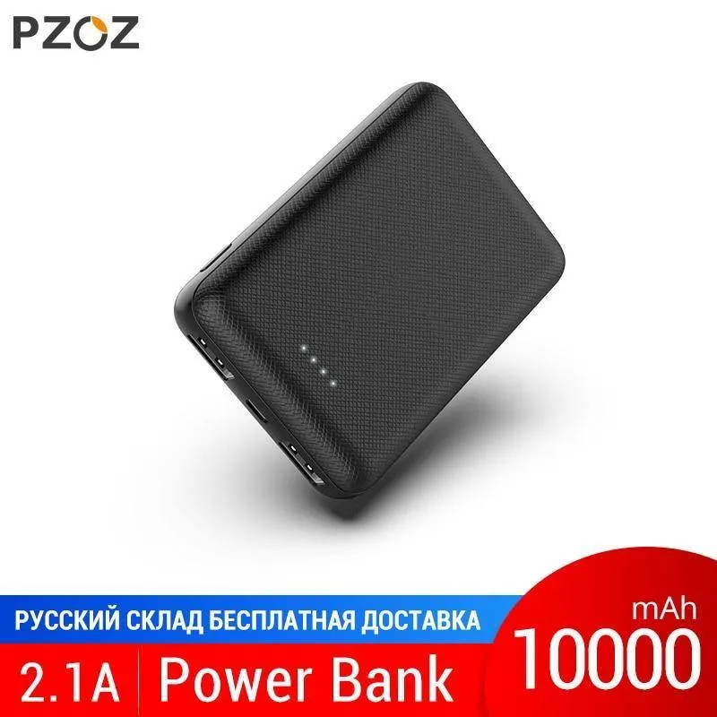 PZOZ Power Bank 10000 mAh Dual USB Handy Externer Akku Schnelles Aufladen Für iPhone X Xiaomi Tragbares Ladegerät Mini PowerBank