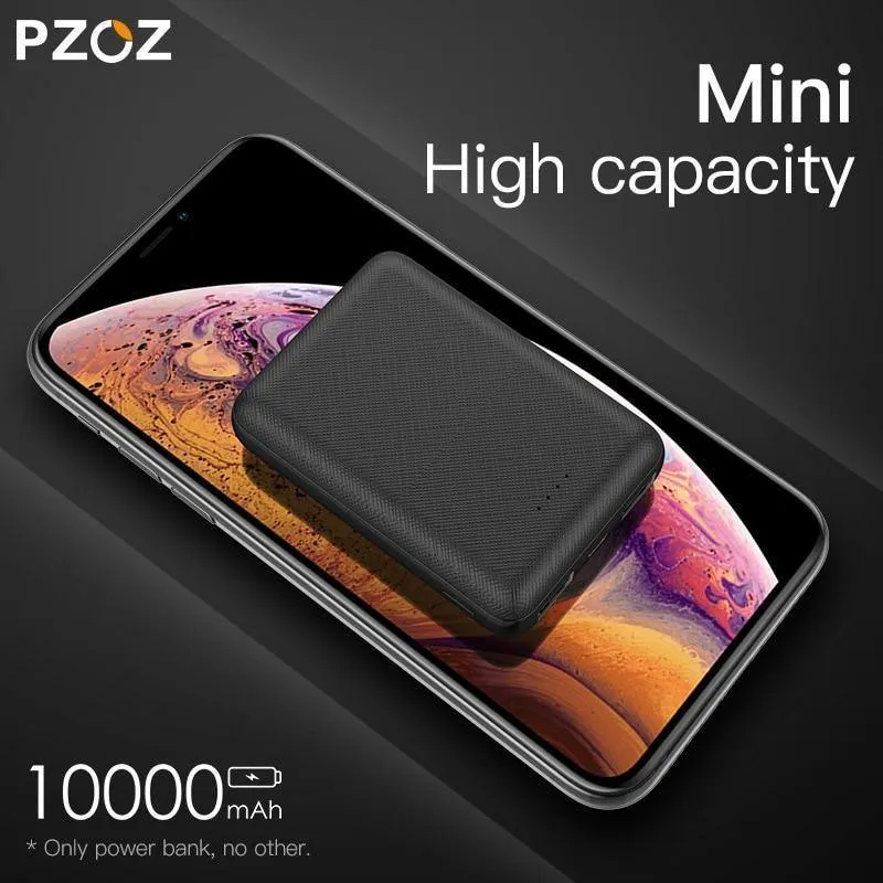 PZOZ Power Bank 10000 mAh Dual USB Handy Externer Akku Schnelles Aufladen Für iPhone X Xiaomi Tragbares Ladegerät Mini PowerBank